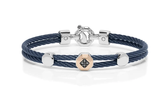 Baraka Stainless Steel Bracelet with 18KT Rose Gold +Diamonds