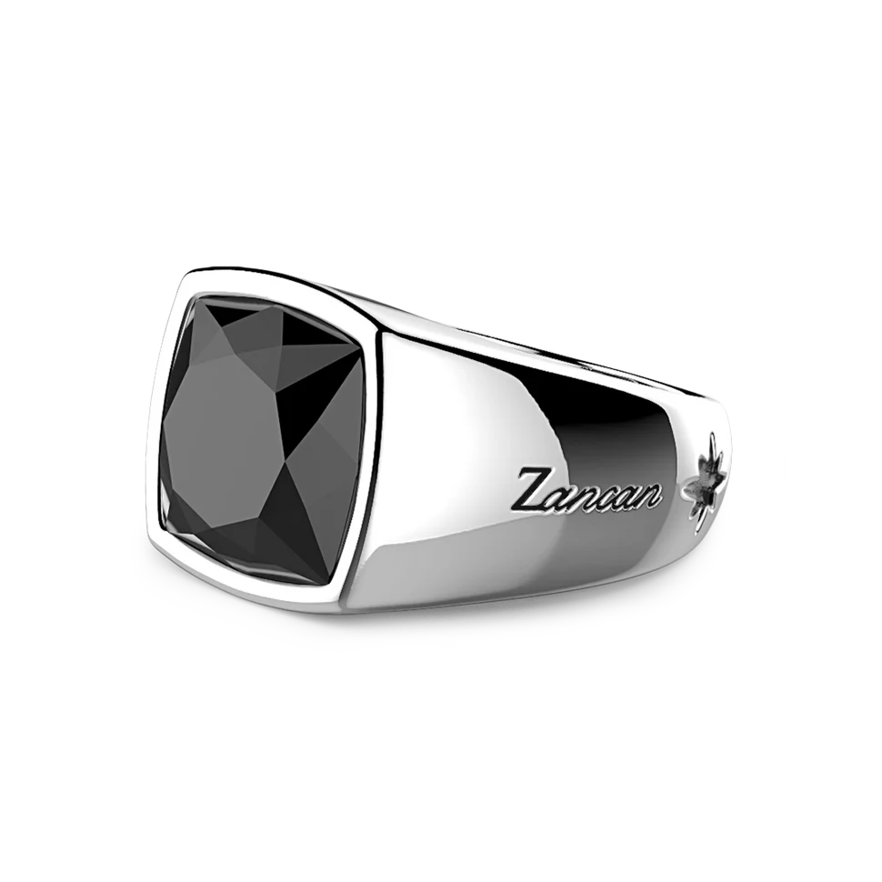Silver Ring with Large Natural Onyx