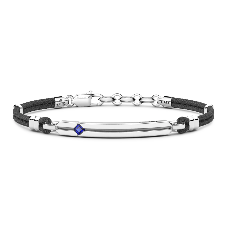 Black Kevlar Bracelet with Blue Stone