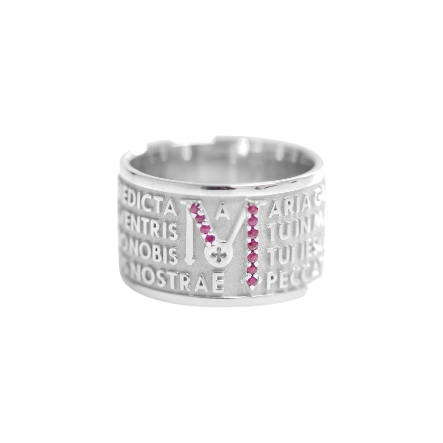 RING ANIMAE RHODIUM SILVER MODEL MATER WITH RED RUBIES