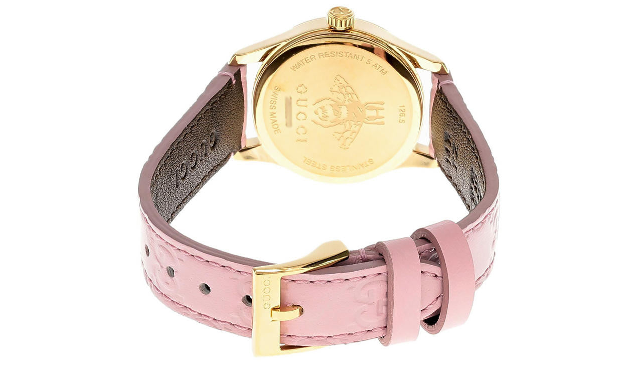 GUCCI G-Timeless 27MM Quartz Pink Dial Leather Women's Watch