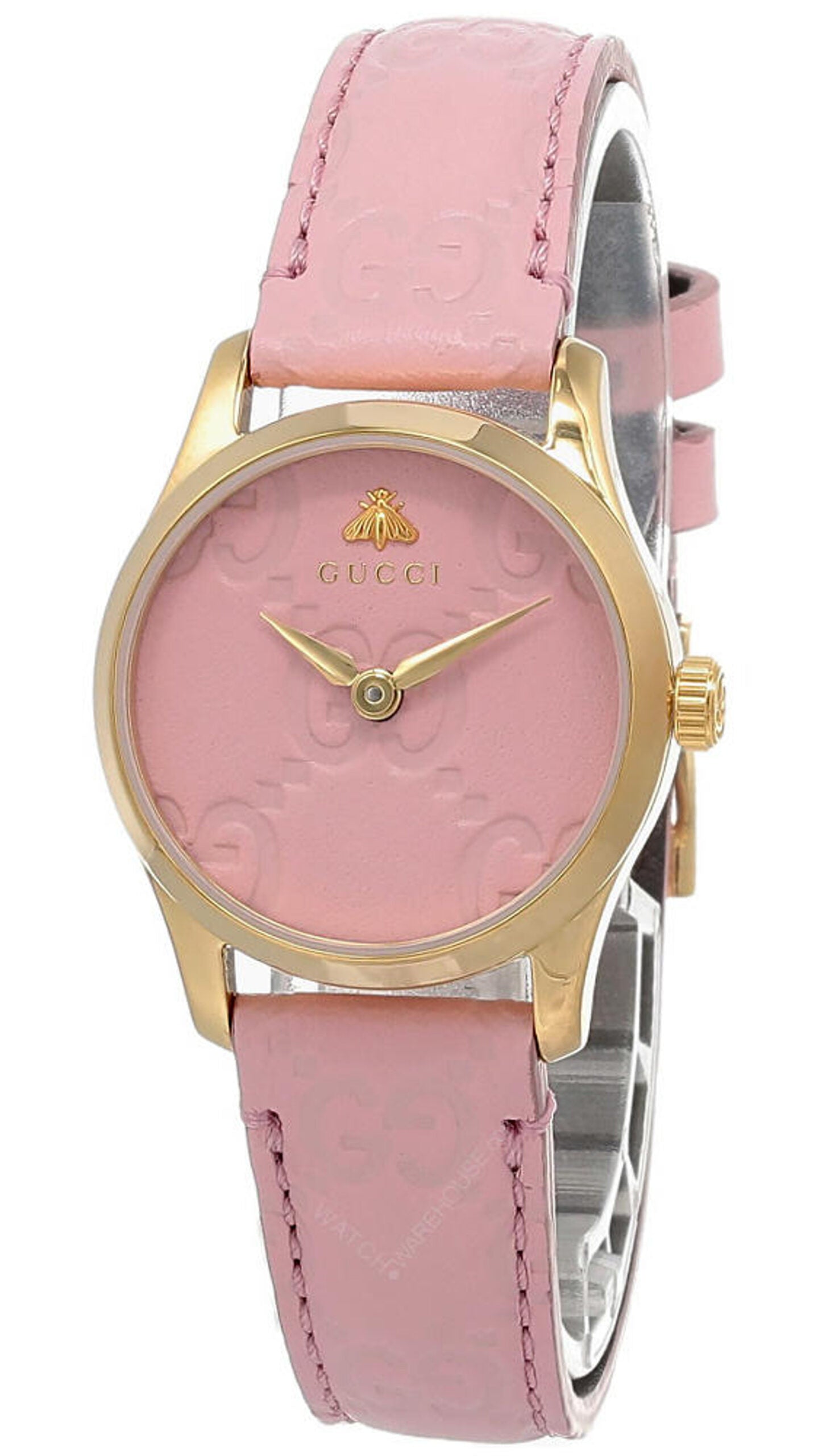 GUCCI G-Timeless 27MM Quartz Pink Dial Leather Women's Watch