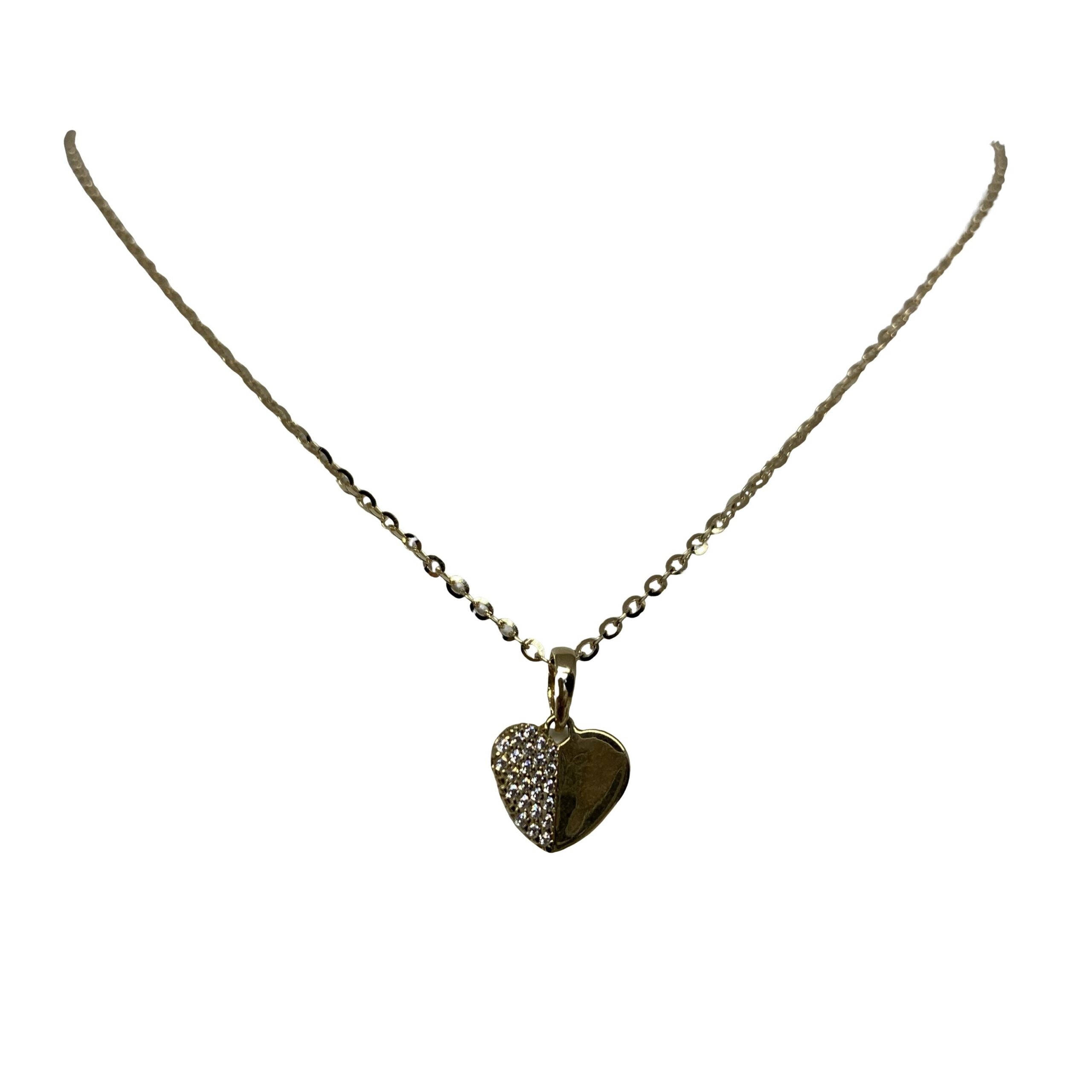 Pendentif Cœur Demi Pavé