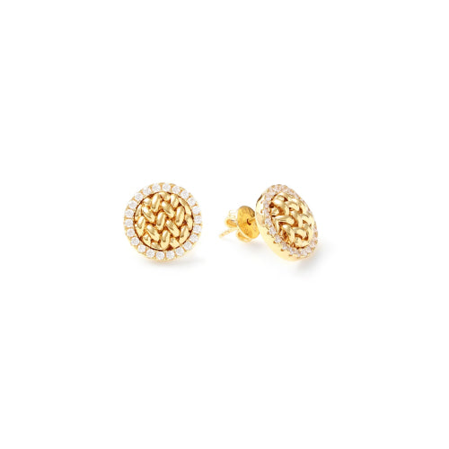 Discover the Unoaerre Chicco earrings with cubic zirconia. Chicco silver round-shaped earrings with cubic zirconia pavÃƒÂ© and pin and post clasp.